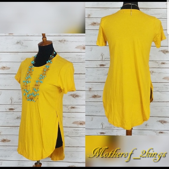 💥REDUCED💥💛YELLOW MUSTARD SIDE SLIT S/S TEE - Picture 2 of 3